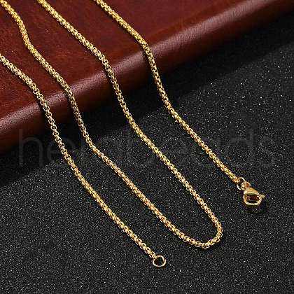 1.5mm Rack Plating Brass Box Chain Necklaces for Women Men MAK-L044-21G-1