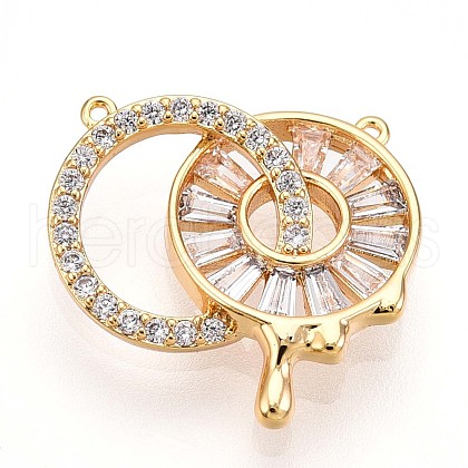 Brass Micro Pave Cubic Zirconia Charms KK-N261-06G-1