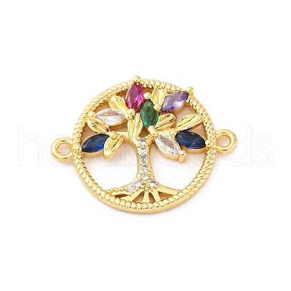 Brass Micro Pave Cubic Zirconia Connector Charms KK-S510-20G-1