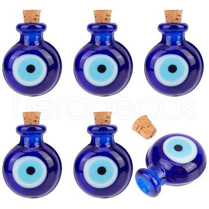 BENECREAT 6Pcs Handmade Lampwork Perfume Bottle Pendants LAMP-BC0001-02-1