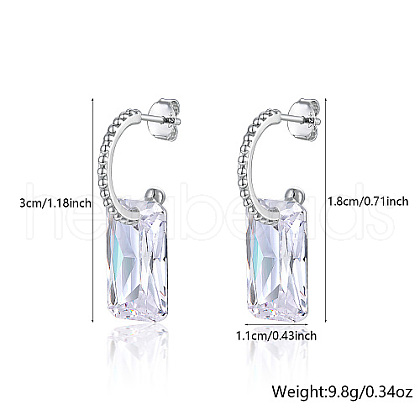 Anti-Tarnish Rhodium Plated 925 Sterling Silver Half Hoop Earrings RB2270-2-1