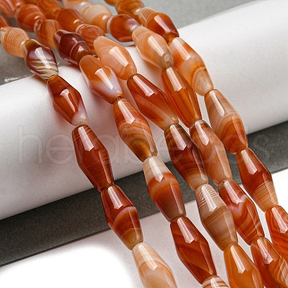 Natural Red Striped Agate/Banded Agate Beads Strands G-A223-A05-01-1