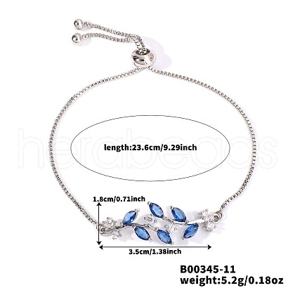Brass Micro Pave Cubic Zirconia Box Chain Slider Bracelets DJ2694-5-1