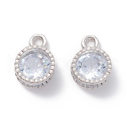 Alloy Clear Cubic Zirconia Charms ZIRC-A022-04P-1