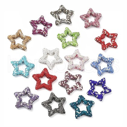Star Shape Polymer Clay Rhinestone Beads CLAY-NH0001-06-1