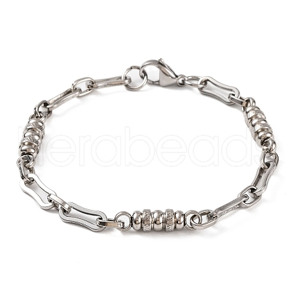 Tarnish Resistant 201 Stainless Steel Rhombus Link Chain Bracelets BJEW-B078-98P-1