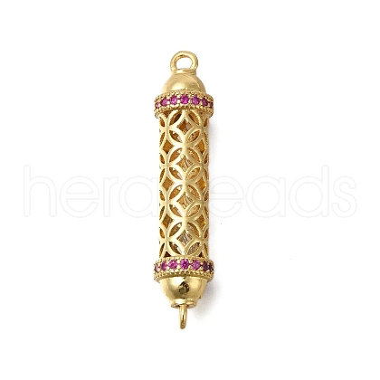 Rack Plating Brass Micro Pave Cubic Zirconia Hollow Column Links Connector Charms ZIRC-F142-50B-G02-1