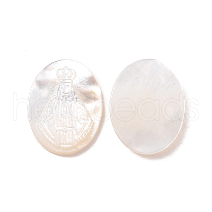 Natural White Shell Cabochons SSHEL-D083-15-1