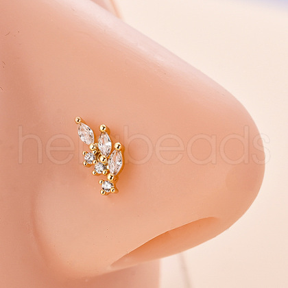 316L Surgical Stainless Steel Micro Pave Clear Cubic Zirconia L-Shaped Nose Rings WG5ADDF-16-1