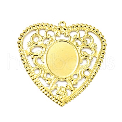 Rack Plating Iron Hollow Big Pendant Cabochon Settings IFIN-Q134-03G-1