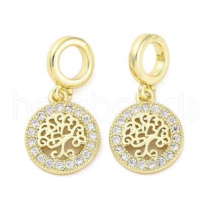 Brass Micro Pave Cubic Zirconia European Dangle Charms KK-D325-12G-1