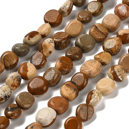 Natural Picture Jasper Beads Strands G-P497-01E-59-1
