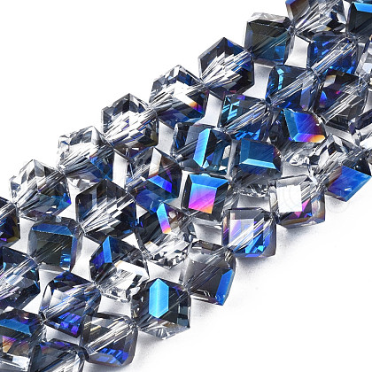 Electroplate Transparent Glass Beads Strands EGLA-N002-29-D01-1