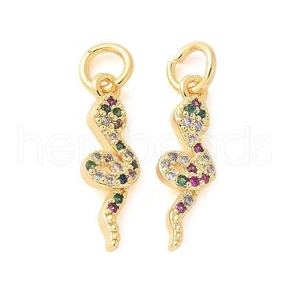 Brass Micro Pave Cubic Zirconia Charms KK-U056-35G-1
