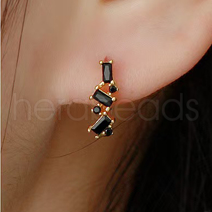 Elegant Geometric 925 Sterling Silver Cubic Zirconia Hoop Earrings TC0914-5-1