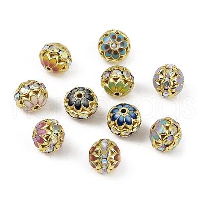Brass Enamel Beads KK-L236-01C-G-1