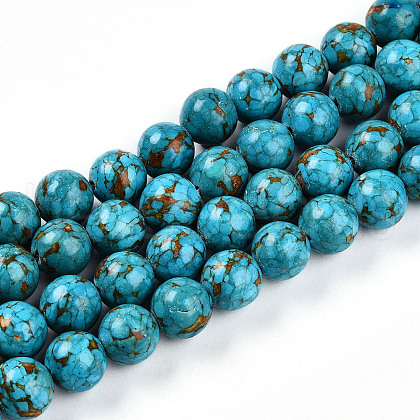 Dyed Synthetic Turquoise Round Beads Strands TURQ-Q100-01C-01-01-1