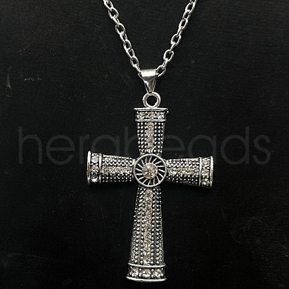 Alloy Rhinestone Cross Pendant Necklaces NX3454-4-1