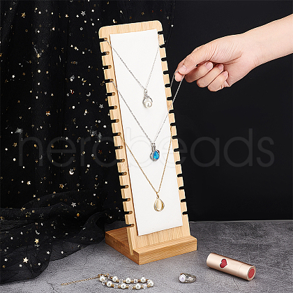 Detachable Wood Slant Back Necklace Display Stands NDIS-WH0009-16C-1
