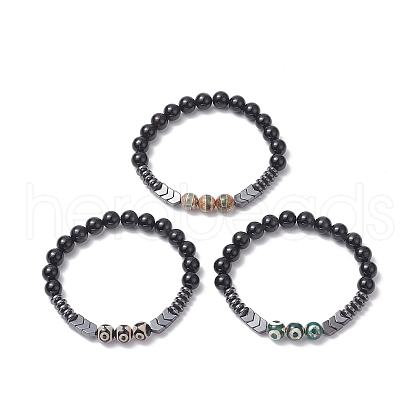 Dyed Natural & Synthetic Mixed Gemstone Arrow Beaded Strech Bracelet for Women BJEW-JB09364-1