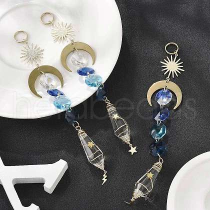 Wire Wrapped Bullet Glas Pendant Decoration HJEW-JM03122-01-1