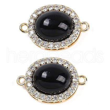 Brass Micro Pave Clear Cubic Zirconia Connector Charms KK-U043-50G-04-1