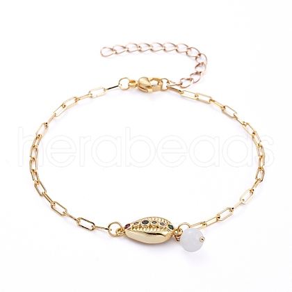 Brass Micro Pave Cubic Zirconia Link Bracelets BJEW-JB05126-01-1