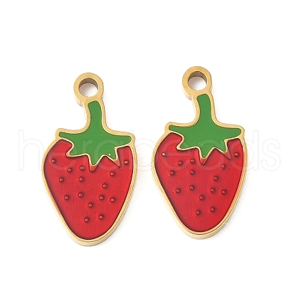 304 Stainless Steel Enamel Pendants STAS-R168-02F-G-1