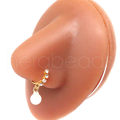 316L Surgical Stainless Steel Cubic Zirconia Dangle Hoop Nose Ring with Charms WG2DADE-17-1