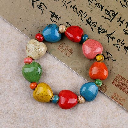 Handmade Porcelain Beaded Stretch Bracelets for Women FS-WG726AB-15-1