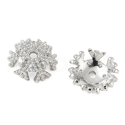 Brass Micro Pave Clear Cubic Zirconia Bead Caps KK-V015-32P-1