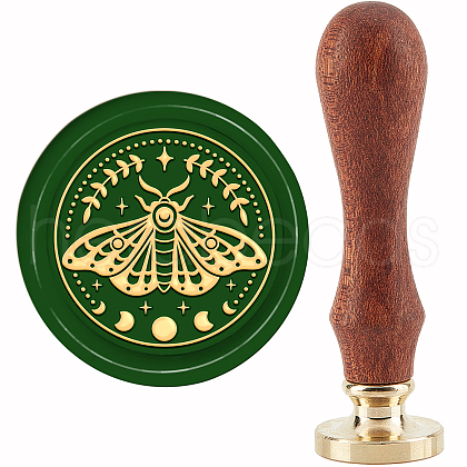 Brass Wax Seal Stamp with Handle AJEW-WH0184-0441-1