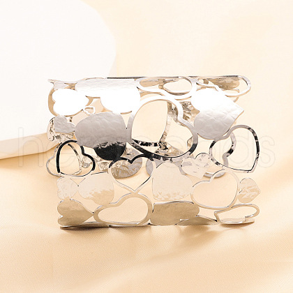 304 Stainless Steel Cuff Bangles for Women BJEW-V006-01A-P-1