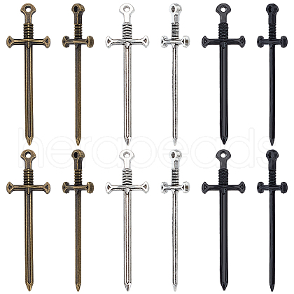 12Pcs 3 Colors Tibetan Style Alloy Big Pendants FIND-LP0001-02-1