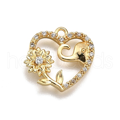 Brass Micro Pave Clear Cubic Zirconia Pendants KK-G530-01C-G-1