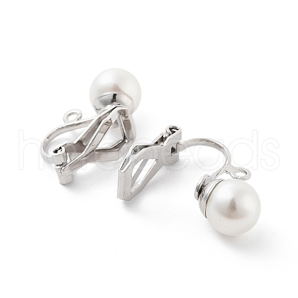 304 Stainless Steel Clip-on Earring Findings with Imitation Pearl Plastic Beaded STAS-H216-03C-P-1