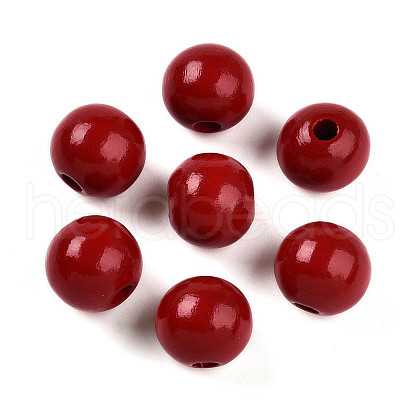 Painted Natural Wood Beads WOOD-A018-16mm-11-1
