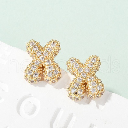 Brass Micro Pave Cubic Zirconia Stud Earrings EJEW-Z091-04G-X-1