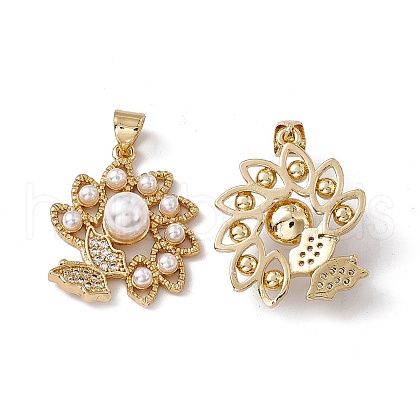 Brass Micro Pave Cubic Zirconia Pendants KK-B061-05G-1