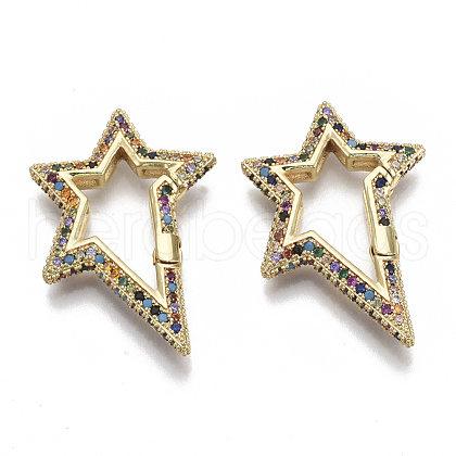 Brass Micro Pave Cubic Zirconia Spring Gate Rings ZIRC-S066-034A-NF-1