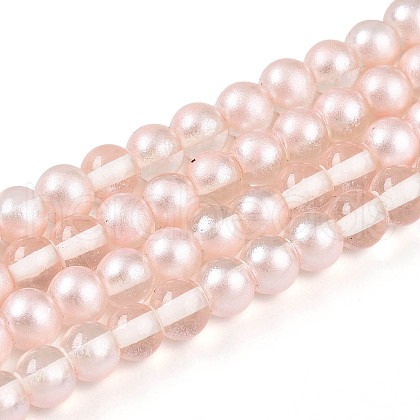 Baking Painted Transparent Glass Beads Strands DGLA-N011-6mm-03-1