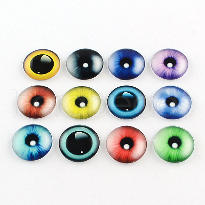 Half Round/Dome Dragon Eye Pattern Glass Flatback Cabochons for DIY Projects GGLA-Q037-8mm-M41-1