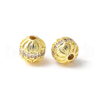Brass Micro Pave Cubic Zirconia Beads KK-U067-06G-01-1
