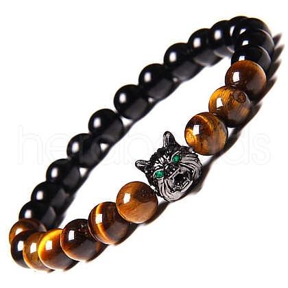 Natural Tiger Eye Stretch Bracelets PW-WG014ED-03-1