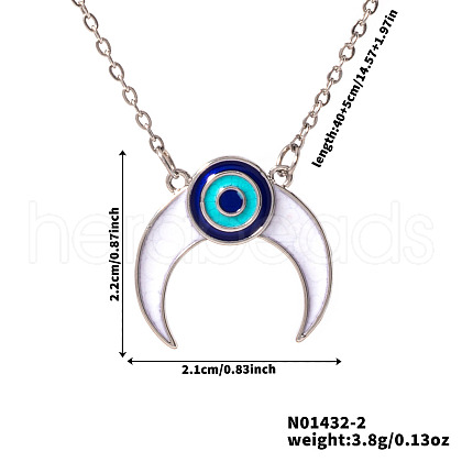 Stylish Brass White & Blue Enamel Evil Eye Double Hron Pendant Necklaces for Daily Parties ZO1615-2-1