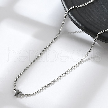 Tarnish Resistant Trendy Unisex 304 Stainless Steel Cross Rolo Chain Necklaces X-NJEW-L043A-09P-1