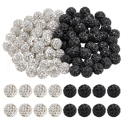   100Pcs 2 Colors Pave Disco Ball Beads RB-PH0001-27-1