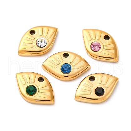 304 Stainless Steel Rhinestone Charms STAS-I331-25G-1