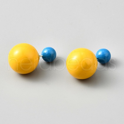 Plastic Round Stud Earrings EJEW-WH0001-75A-1