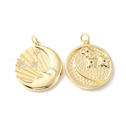 Rack Plating Brass Micro Pave Cubic Zirconia Pendants KK-F852-04G-1